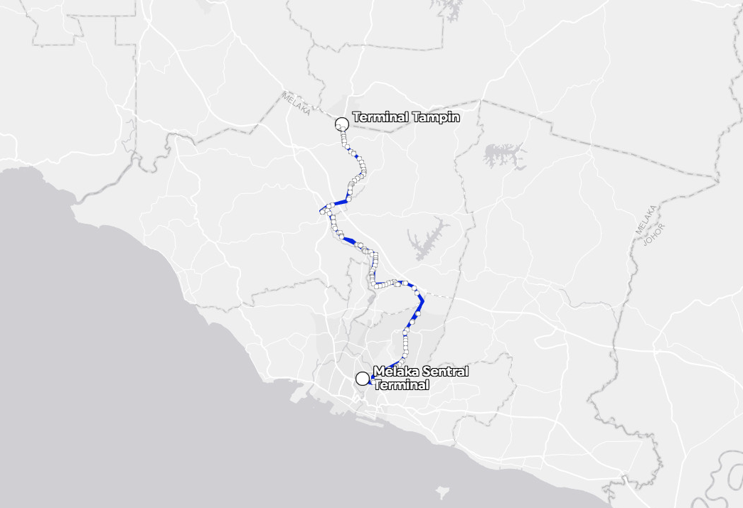 BAS.MY Melaka M21 Overview Route Map